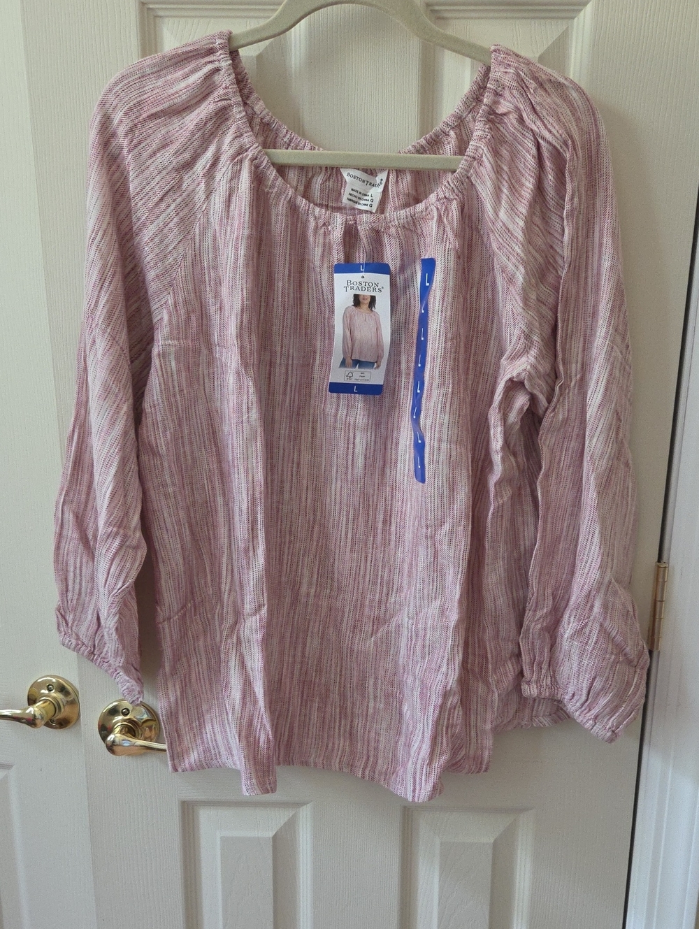 Boston Traders Blush Striped Peasant Top
